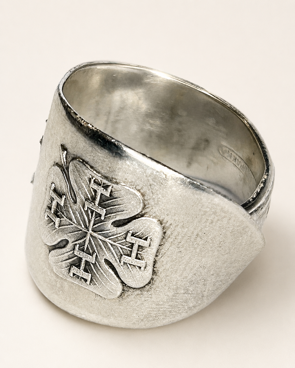 Clever spoon ring handcrafted from Alpacca cutlery