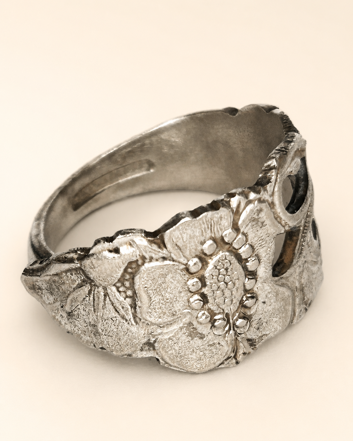 Flower spoon ring handcrafted from Alpacca cutlery